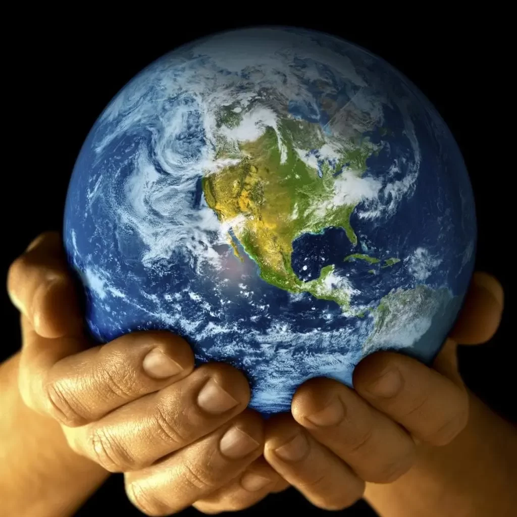 Earth held in two hands