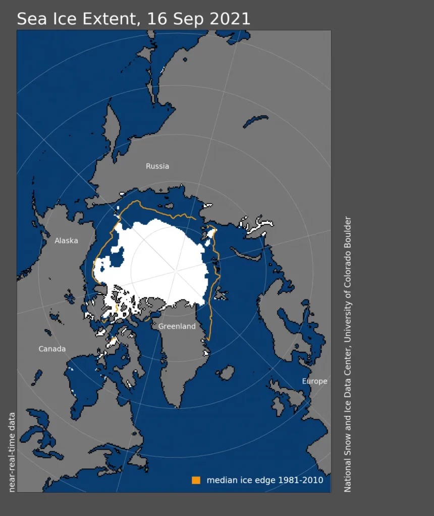 Map of artic melt down