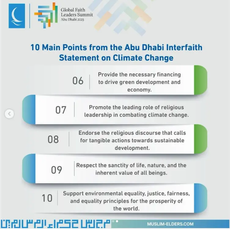 The 10 most prominent points from the Abu Dhabi Interfaith Statement on Climate Change