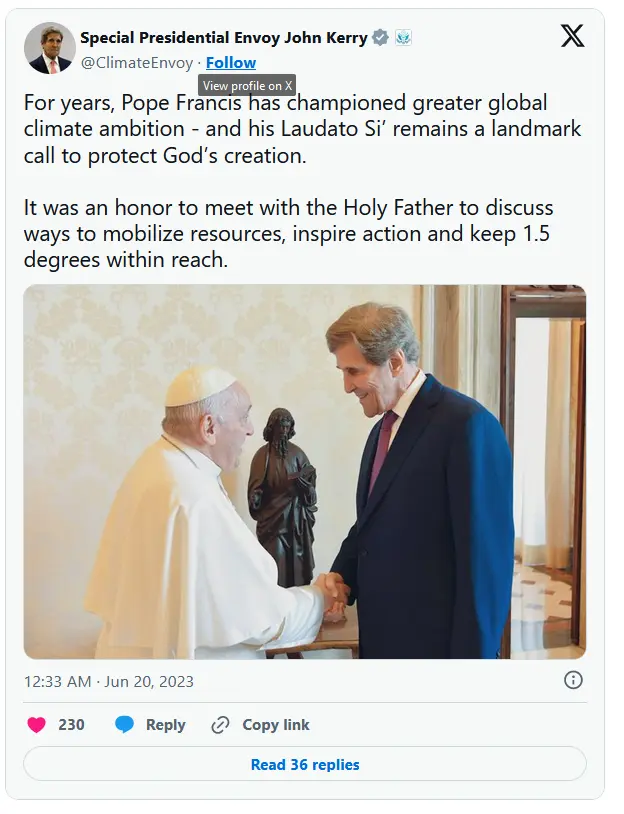 John Kerry with Pope Francis